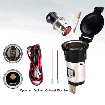 2 PCS Car Modified Cigarette Lighter Waterproof Vehicle Charging Power Socket, Cigarette Type (with 1.5m Line), No Cigarette Type (with 1.5m Line)
