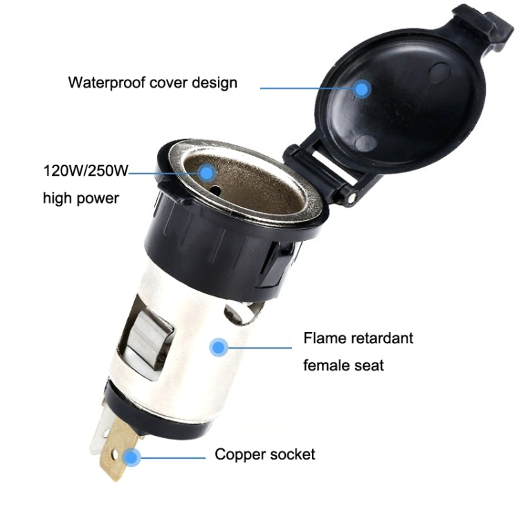 2 PCS Car Modified Cigarette Lighter Waterproof Vehicle Charging Power Socket, Cigarette Type (with 1.5m Line), No Cigarette Type (with 1.5m Line)