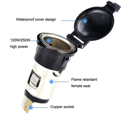 2 PCS Car Modified Cigarette Lighter Waterproof Vehicle Charging Power Socket, Cigarette Type (with 1.5m Line), No Cigarette Type (with 1.5m Line)