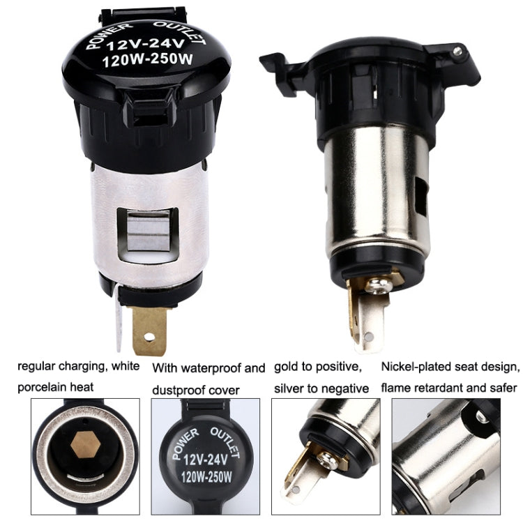 2 PCS Car Modified Cigarette Lighter Waterproof Vehicle Charging Power Socket, Cigarette Type (with 1.5m Line), No Cigarette Type (with 1.5m Line)