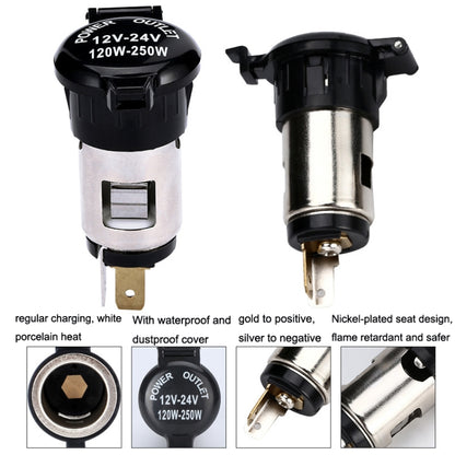 2 PCS Car Modified Cigarette Lighter Waterproof Vehicle Charging Power Socket, Cigarette Type (with 1.5m Line), No Cigarette Type (with 1.5m Line)