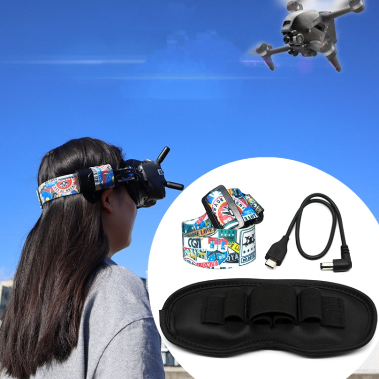 แว่นตาวิดีโอเที่ยวบิน Graffiti Color Headband สายรัดคงที่สำหรับ DJI FPV Goggles V2, Strap, Strap + Power Line, Strap + Power Line + Pad
