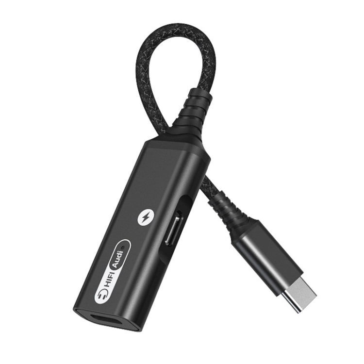 MH338A สายเคเบิลอะแดปเตอร์ Dual Type-c / USB-c สายชาร์จเสียงสดสำหรับโทรศัพท์มือถือ, MH338A (Gray), MH338A (Black)