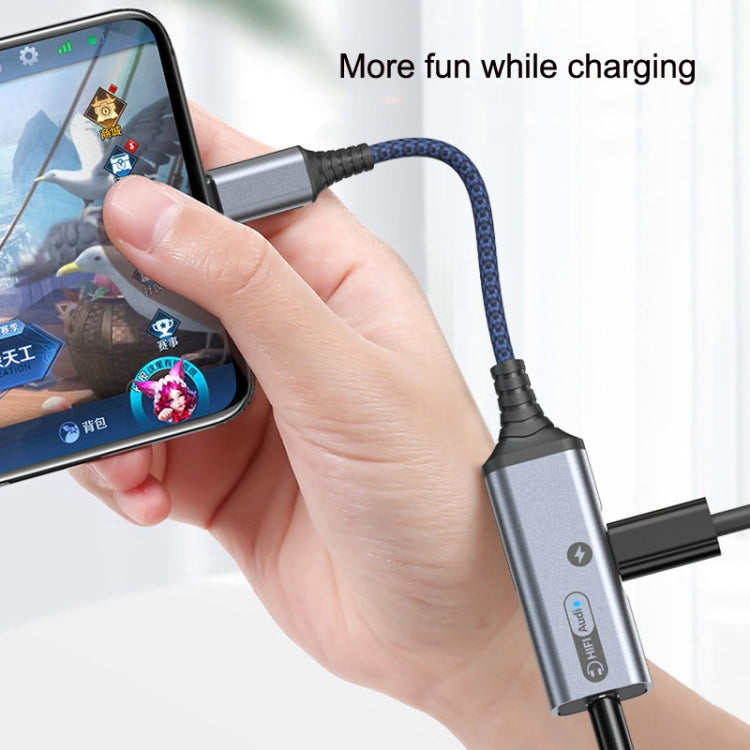 MH338A สายเคเบิลอะแดปเตอร์ Dual Type-c / USB-c สายชาร์จเสียงสดสำหรับโทรศัพท์มือถือ, MH338A (Gray), MH338A (Black)
