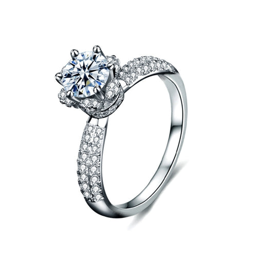 XJZ012 925 เงินสเตอร์ลิง Moissanite แหวนมงกุฎแหวนเครื่องประดับหมั้น, 5, 6, 7, 8