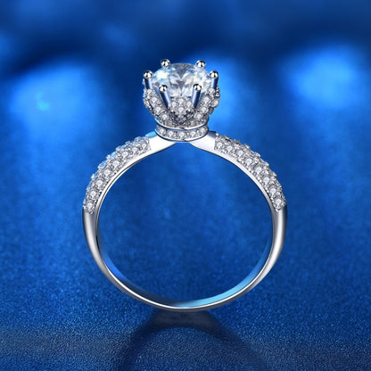 XJZ012 925 เงินสเตอร์ลิง Moissanite แหวนมงกุฎแหวนเครื่องประดับหมั้น, 5, 6, 7, 8
