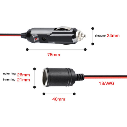 สายต่อปลั๊กจุดบุหรี่รถยนต์ 12-24V ความยาวสาย 3.7m, 12-24V Length 370cm