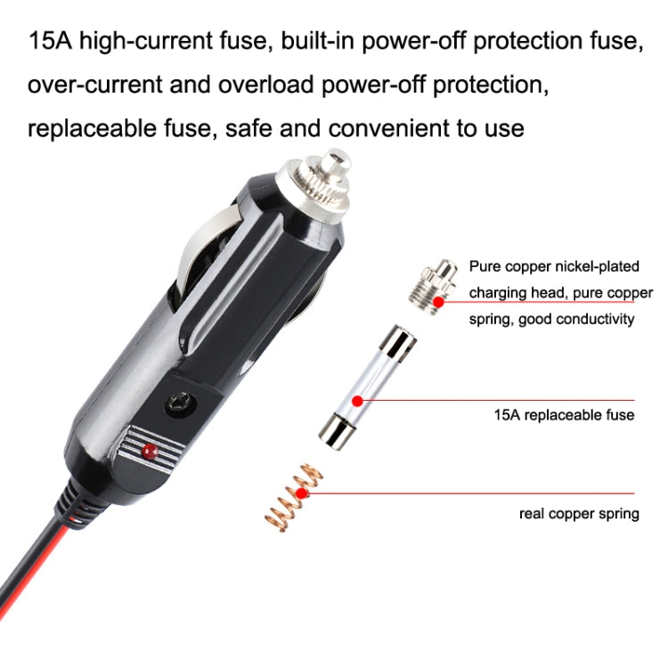 สายต่อปลั๊กจุดบุหรี่รถยนต์ 12-24V ความยาวสาย 3.7m, 12-24V Length 370cm