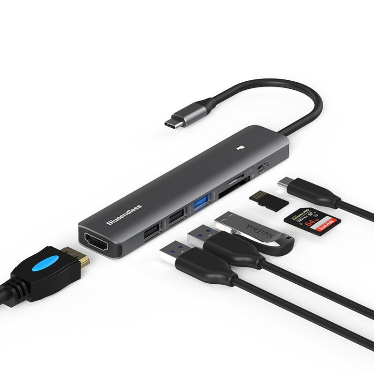 Blueendless Type-C+USB 3.0/2.0+HDMI4K HUB, ข้อมูลจำเพาะ:, 5 in 1 USB 3.0/2.0, 7 in 1