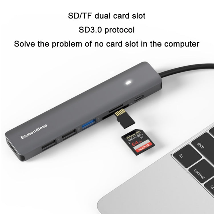 Blueendless Type-C+USB 3.0/2.0+HDMI4K HUB, ข้อมูลจำเพาะ:, 5 in 1 USB 3.0/2.0, 7 in 1