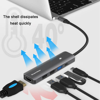 Blueendless Type-C+USB 3.0/2.0+HDMI4K HUB, ข้อมูลจำเพาะ:, 5 in 1 USB 3.0/2.0, 7 in 1