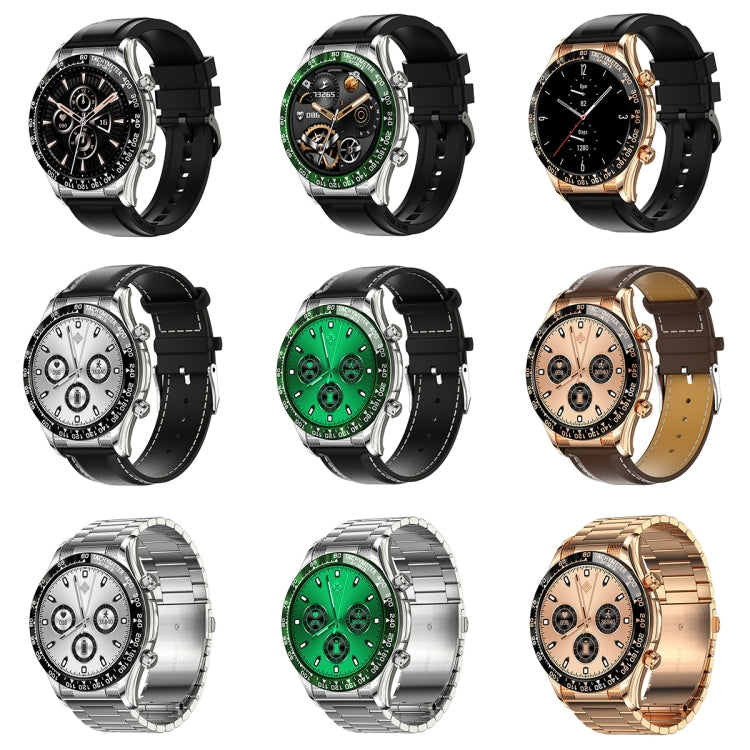 LOANIY E18 Pro Smart Bluetooth Calling Watch พร้อมฟังก์ชั่น NFC, Gold Silicone, Black Leather, Gold Leather, Black Silver Steel, Green Silver Steel