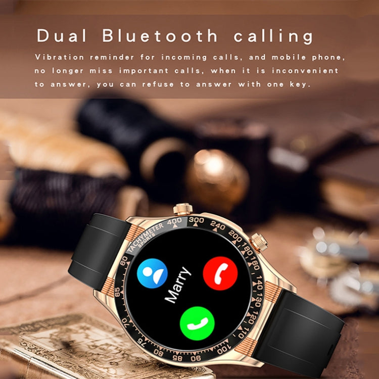 LOANIY E18 Pro Smart Bluetooth Calling Watch พร้อมฟังก์ชั่น NFC, Gold Silicone, Black Leather, Gold Leather, Black Silver Steel, Green Silver Steel