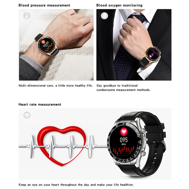 LOANIY E18 Pro Smart Bluetooth Calling Watch พร้อมฟังก์ชั่น NFC, Gold Silicone, Black Leather, Gold Leather, Black Silver Steel, Green Silver Steel