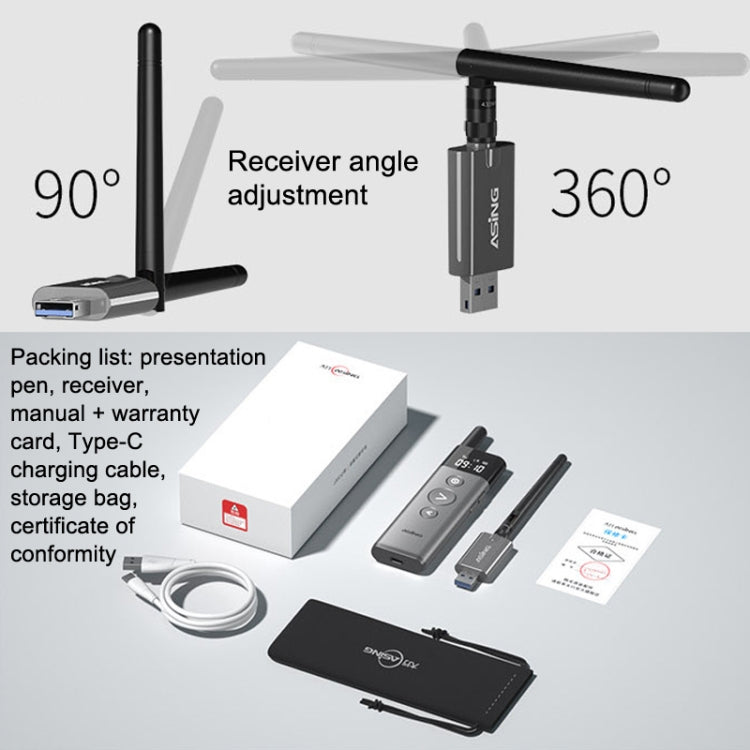 ASiNG A10 Green Light PPT Page Turning Pen ปากกานำเสนอการควบคุมระยะไกล, ความจุ:, A10 128M (Gray), A10 32G (Gray)