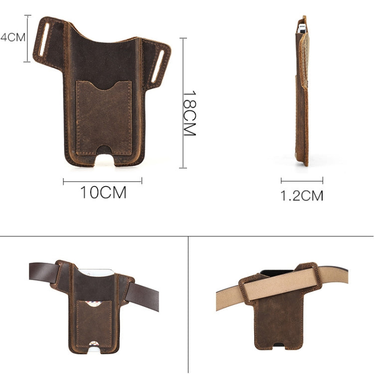 ติดต่อ FAMILY Crazy Horse Leather ซองใส่โทรศัพท์มือถือหน้าจอใหญ่, สีน้ำตาล, สีดำ