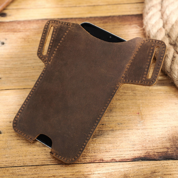 ติดต่อ FAMILY Crazy Horse Leather ซองใส่โทรศัพท์มือถือหน้าจอใหญ่, สีน้ำตาล, สีดำ