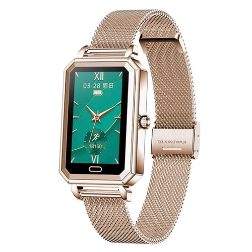 LOANIY HT2 1.28 นิ้ว Heart Rate Detection Pedometer Smart Watch, Gold Steel