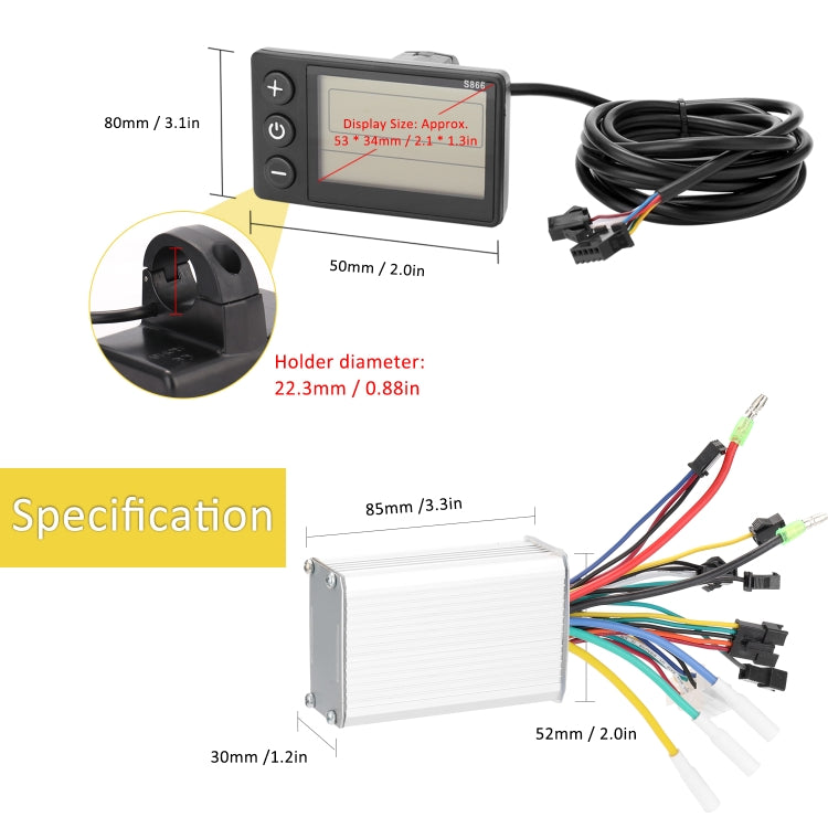 S866 ชุดแดชบอร์ดจักรยานไฟฟ้าจักรยานไฟฟ้าชนิด A, ข้อมูลจำเพาะ:, A Type 24V /36V, A Type 36V / 48V