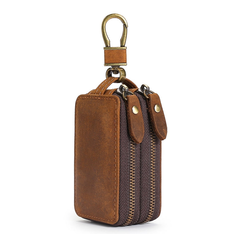 TP-9032 กระเป๋าใส่กุญแจรถซิปคู่มัลติฟังก์ชั่นหนังวัวชั้นหนึ่ง, Car Key Case