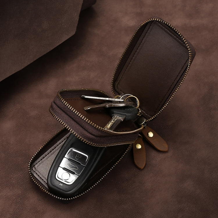TP-9032 กระเป๋าใส่กุญแจรถซิปคู่มัลติฟังก์ชั่นหนังวัวชั้นหนึ่ง, Car Key Case