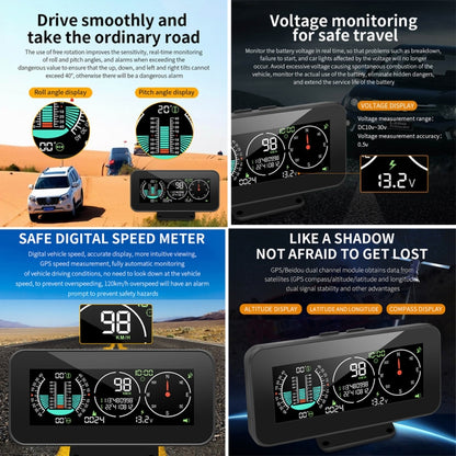 รถ HUD ระดับลาด GPS เข็มทิศแสดงระดับความสูง, M60