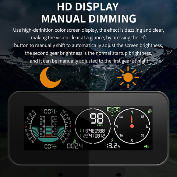 รถ HUD ระดับลาด GPS เข็มทิศแสดงระดับความสูง, M60