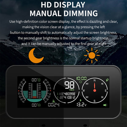 รถ HUD ระดับลาด GPS เข็มทิศแสดงระดับความสูง, M60
