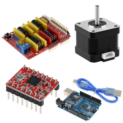 อุปกรณ์เสริมสำหรับเครื่องพิมพ์ 3 มิติ CNC V3 + UNO R3 รุ่นปรับปรุง + ไดรเวอร์ A4988 + มอเตอร์สเต็ป, Kit
