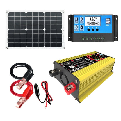 เครื่องกำเนิดไฟฟ้าพลังงานแสงอาทิตย์อินเวอร์เตอร์ + 30A Controller + 18W 12V Solar Panel, Black 12V To 220V, Black 12V To 110V, Yellow 12V To 220V, Yellow 12V To 110V