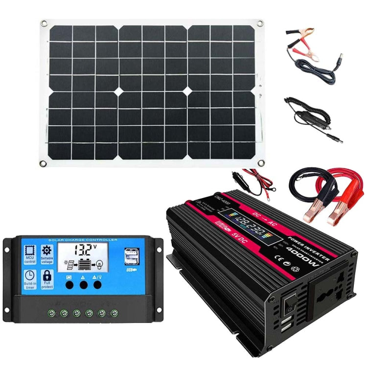 อินเวอร์เตอร์ระบบพลังงานแสงอาทิตย์ + ตัวควบคุม 30A + แผงเซลล์แสงอาทิตย์ 18W 18V, Black 12V To 220V, Black 12V To 110V, Red 12V To 220V, Red 12V To 110V