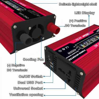 อินเวอร์เตอร์ระบบพลังงานแสงอาทิตย์ + ตัวควบคุม 30A + แผงเซลล์แสงอาทิตย์ 18W 18V, Black 12V To 220V, Black 12V To 110V, Red 12V To 220V, Red 12V To 110V