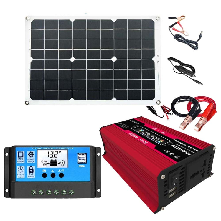 อินเวอร์เตอร์ระบบพลังงานแสงอาทิตย์ + ตัวควบคุม 30A + แผงเซลล์แสงอาทิตย์ 18W 18V, Black 12V To 220V, Black 12V To 110V, Red 12V To 220V, Red 12V To 110V