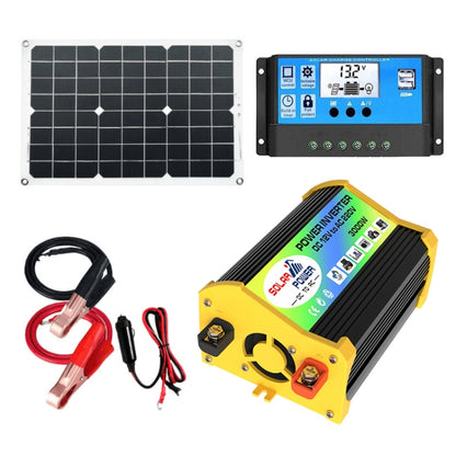 เครื่องกำเนิดไฟฟ้าพลังงานแสงอาทิตย์อินเวอร์เตอร์ + 30A Controller + 18W 12V Solar Panel, Specification:, Black 12V To 220V, Black 12V To 110V, Yellow 12V To 220V, Yellow 12V To 110V