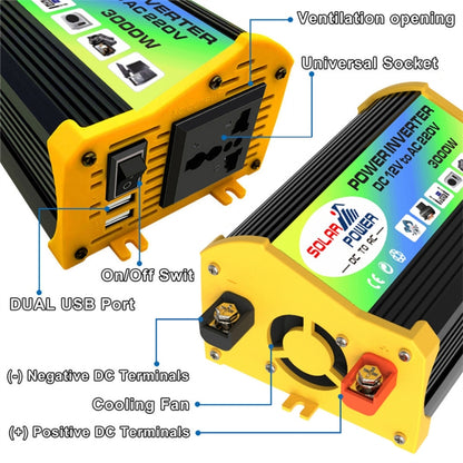เครื่องกำเนิดไฟฟ้าพลังงานแสงอาทิตย์อินเวอร์เตอร์ + 30A Controller + 18W 12V Solar Panel, Specification:, Black 12V To 220V, Black 12V To 110V, Yellow 12V To 220V, Yellow 12V To 110V