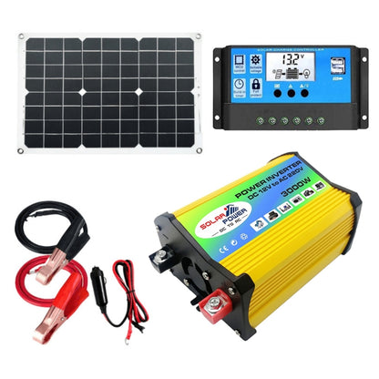 เครื่องกำเนิดไฟฟ้าพลังงานแสงอาทิตย์อินเวอร์เตอร์ + 30A Controller + 18W 12V Solar Panel, Specification:, Black 12V To 220V, Black 12V To 110V, Yellow 12V To 220V, Yellow 12V To 110V