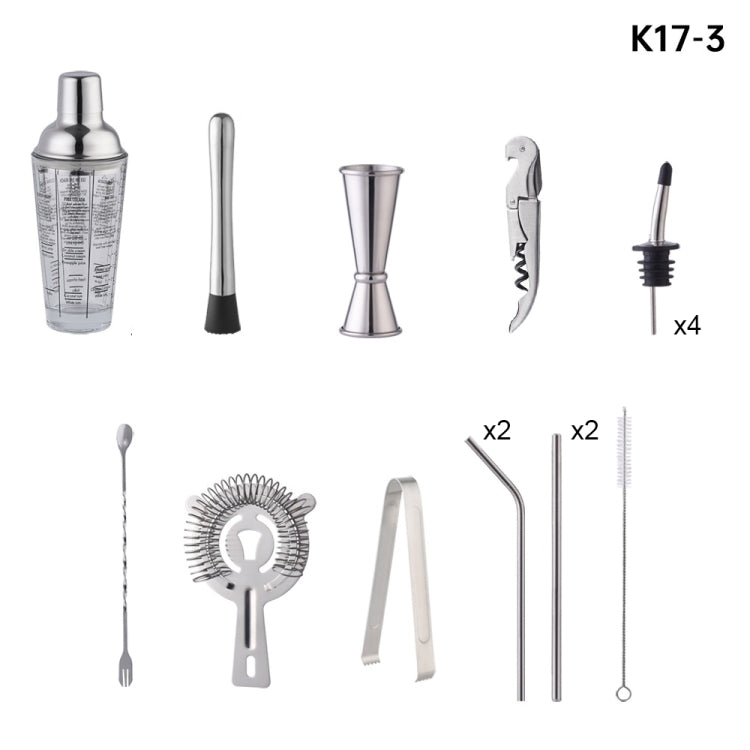 17 in 1 แก้วเชคเกอร์ 400 มล. พร้อมชุดเชคเกอร์ที่สำเร็จการศึกษา, K17-3