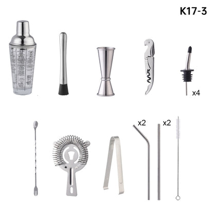 17 in 1 แก้วเชคเกอร์ 400 มล. พร้อมชุดเชคเกอร์ที่สำเร็จการศึกษา, K17-3
