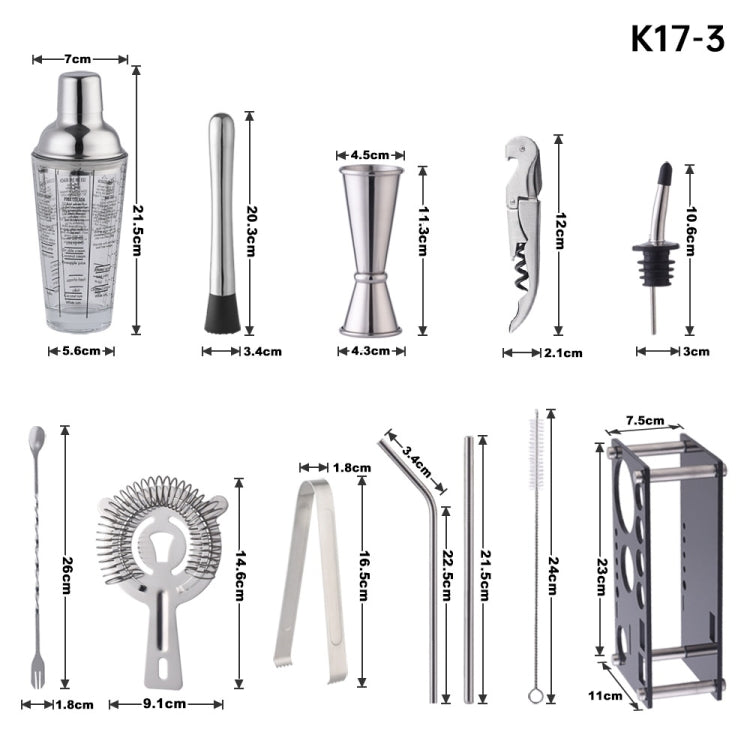 17 in 1 แก้วเชคเกอร์ 400 มล. พร้อมชุดเชคเกอร์ที่สำเร็จการศึกษา, K17-3