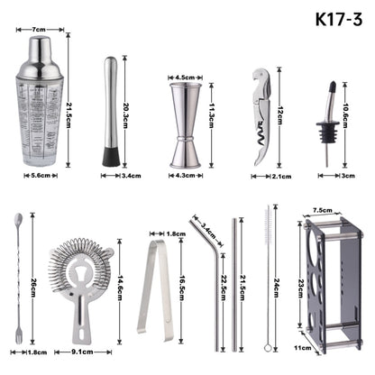 17 in 1 แก้วเชคเกอร์ 400 มล. พร้อมชุดเชคเกอร์ที่สำเร็จการศึกษา, K17-3