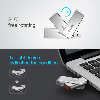 Netac U388 ความเร็วสูง USB3.0 โลหะหมุนรถคอมพิวเตอร์ดิสก์ U, 32GB, 64GB, 128GB