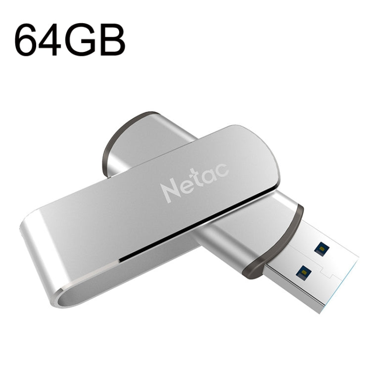 Netac U388 ความเร็วสูง USB3.0 โลหะหมุนรถคอมพิวเตอร์ดิสก์ U, 32GB, 64GB, 128GB