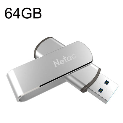 Netac U388 ความเร็วสูง USB3.0 โลหะหมุนรถคอมพิวเตอร์ดิสก์ U, 32GB, 64GB, 128GB