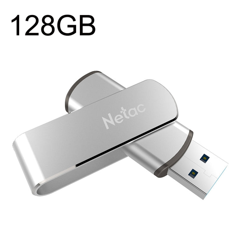 Netac U388 ความเร็วสูง USB3.0 โลหะหมุนรถคอมพิวเตอร์ดิสก์ U, 32GB, 64GB, 128GB
