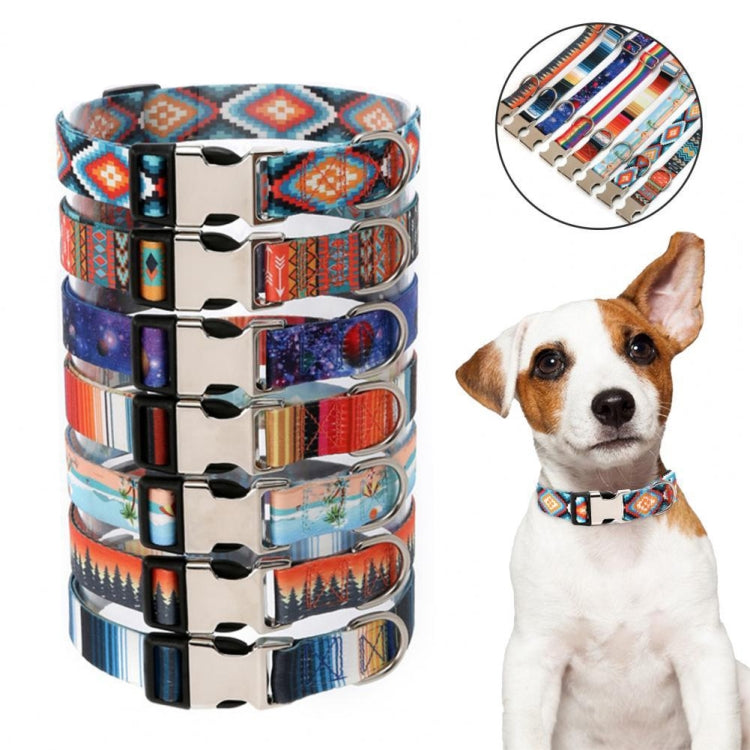 2 PCS Pet Ethnic Style Polyester Cotton Print Pattern Collar, ขนาด:, S: 1.5x27-43cm, M: 2.0x32-52cm, L: 2.5x38-61cm, XL: 2.5x43-71cm