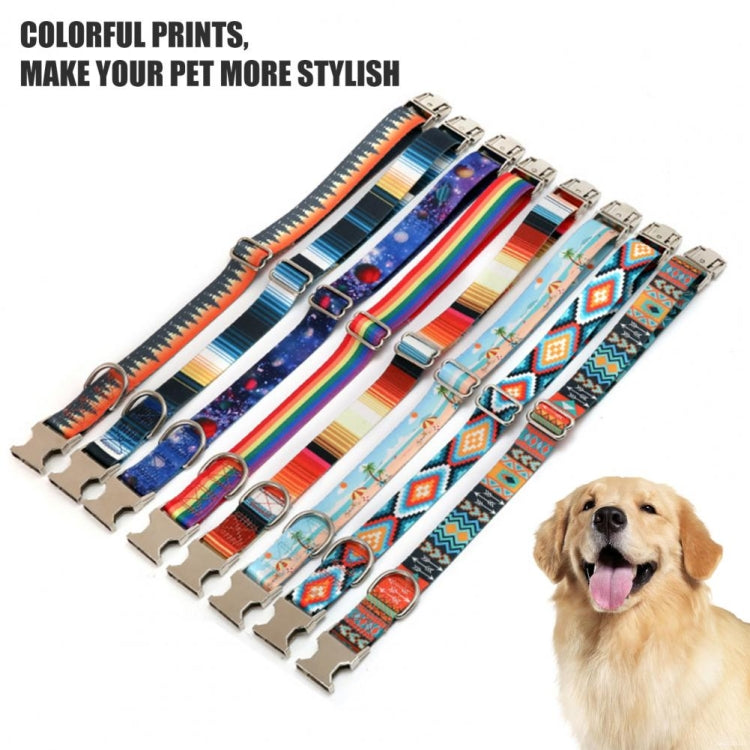 2 PCS Pet Ethnic Style Polyester Cotton Print Pattern Collar, ขนาด:, S: 1.5x27-43cm, M: 2.0x32-52cm, L: 2.5x38-61cm, XL: 2.5x43-71cm