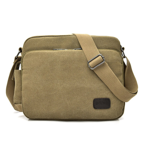 RuYiHuang Men Vintage Canvas Versatile Single-Shoulder Bag, สีกากี, สีดำ, สีน้ำตาล