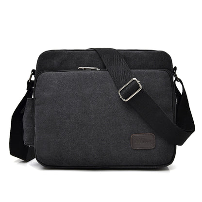 RuYiHuang Men Vintage Canvas Versatile Single-Shoulder Bag, สีกากี, สีดำ, สีน้ำตาล