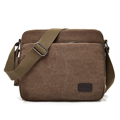 RuYiHuang Men Vintage Canvas Versatile Single-Shoulder Bag, สีกากี, สีดำ, สีน้ำตาล