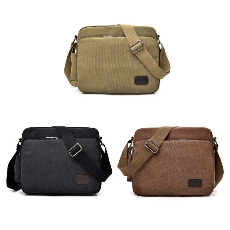 RuYiHuang Men Vintage Canvas Versatile Single-Shoulder Bag, สีกากี, สีดำ, สีน้ำตาล